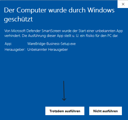 Windows SmartScreen trotzdem ausführen